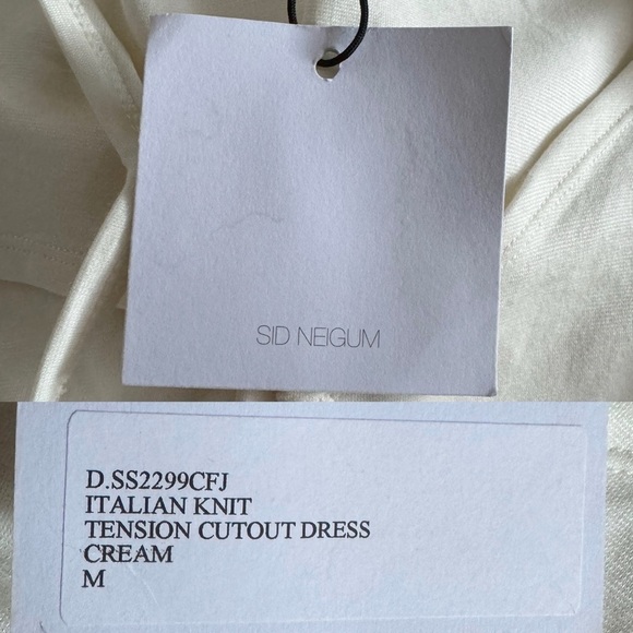 NWT Sid Neigum Italian Knit Tension Cut Out Midi Dress in Cream - Picture 11 of 12